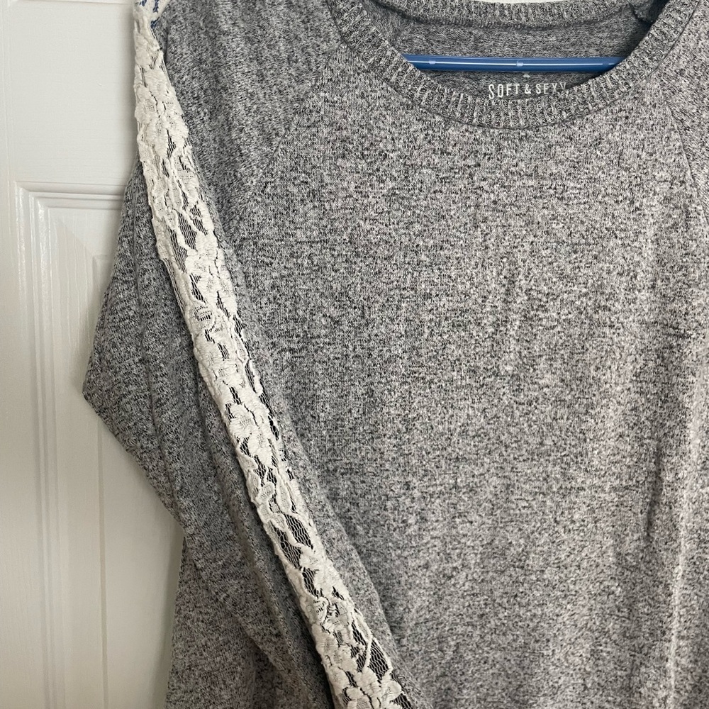 American Eagle Outfitters Soft & Sexy Plush Sweater with Lace sleeves